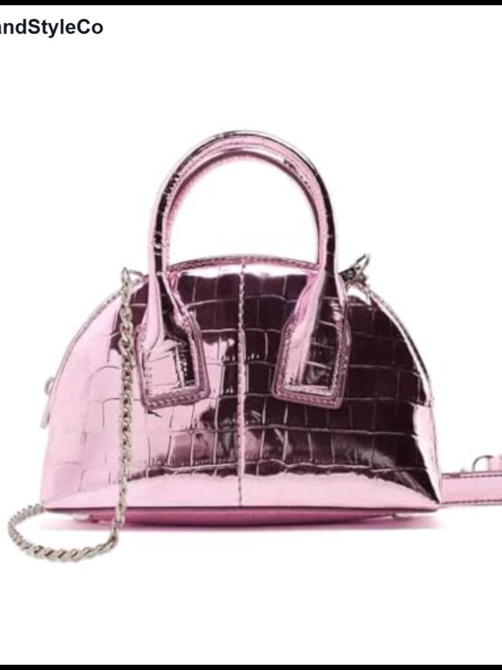 Mini Metallic Crossbody Purse Crocodile Pattern Top Handle Chain Strap